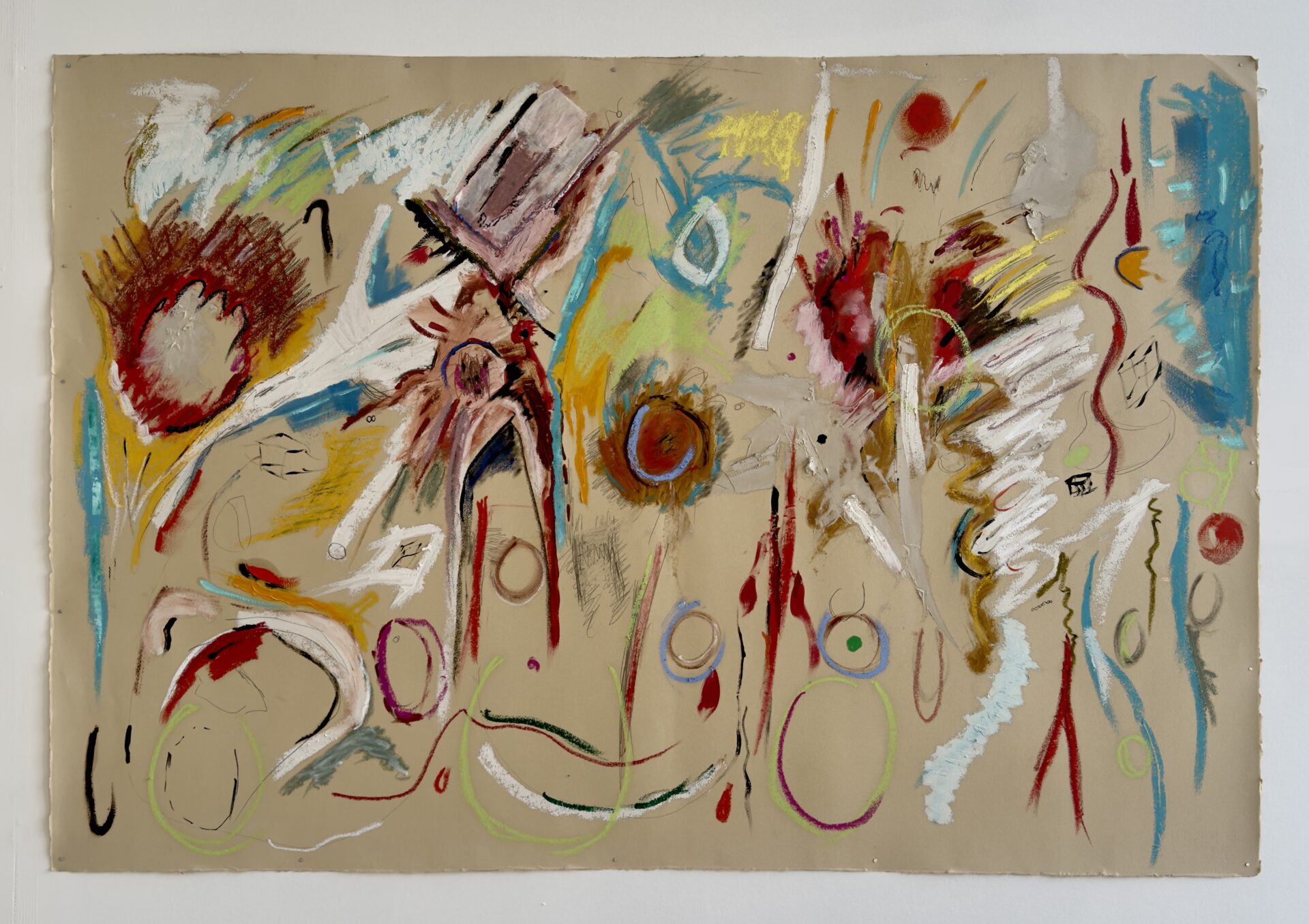 Abstract artwork with oil and oil pastel on arches paper